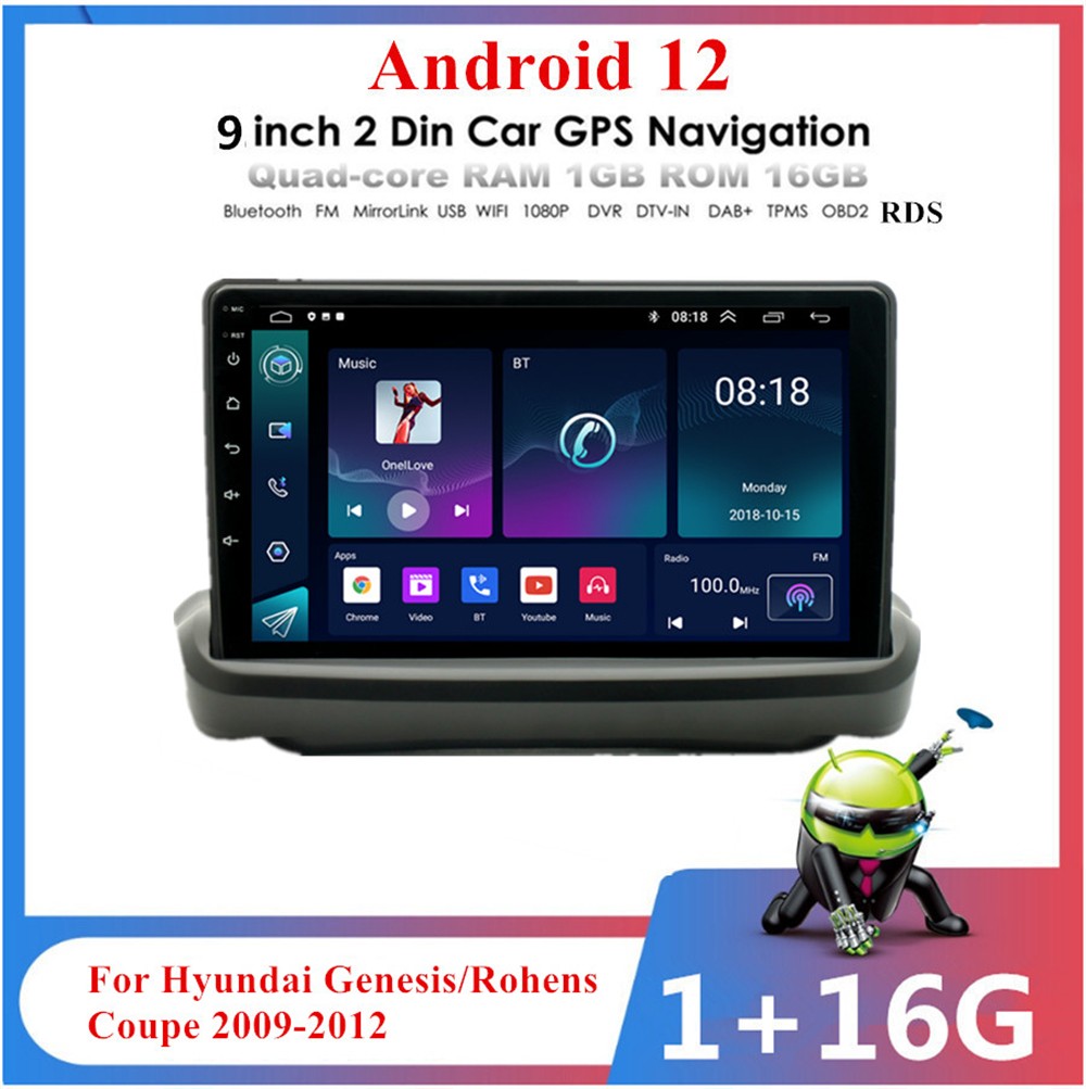 9Android 12 1+16G Car Stereo Radio GPS for Hyundai for Genesis /Rohens Coupe 09-12