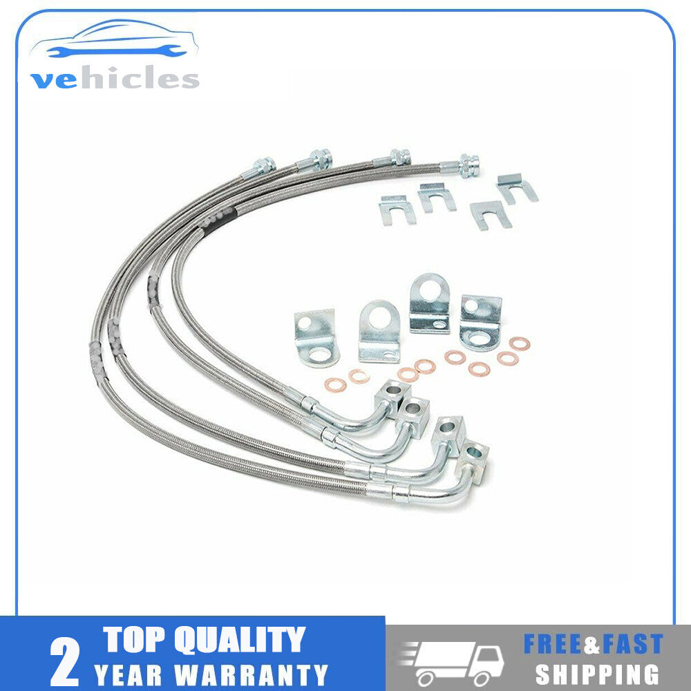 Stainless steel brake cable (front and rear) for Jeep for Wrangler 2.0, 3.6L, and 3.8L models (2007-2018). Model 89716.