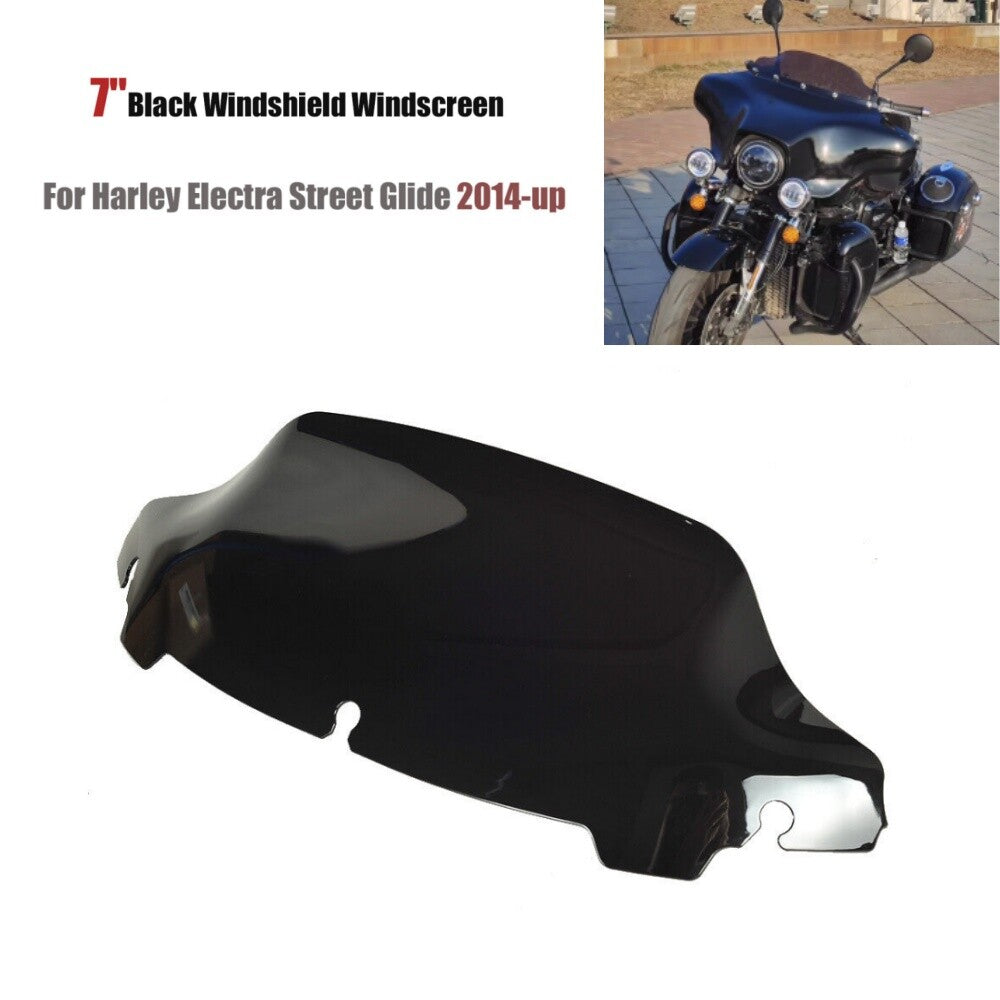 Black 7 Wave Windshield Windscreen For Electra Glide Ultra Classic: 2014-2021