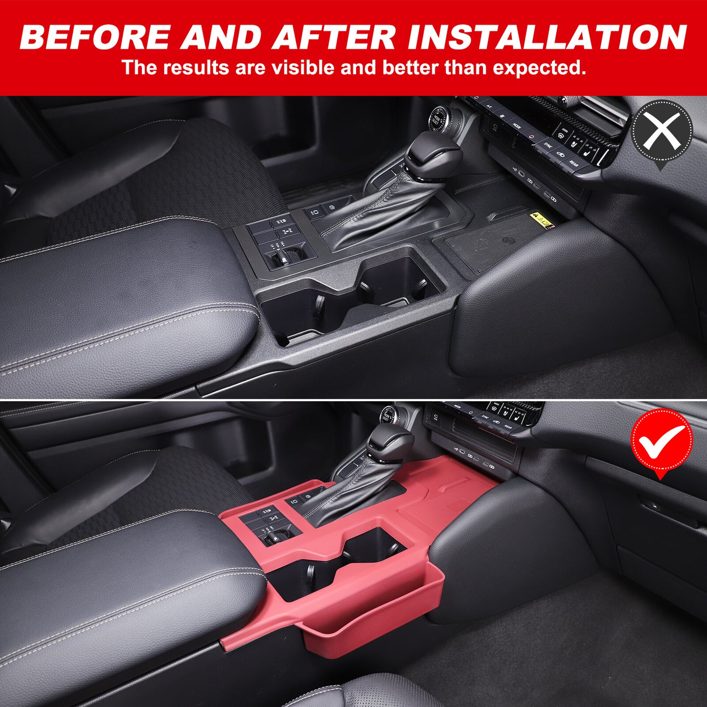 Red silicone center console gear shift trim for Land Cruiser LC250 2024+- n