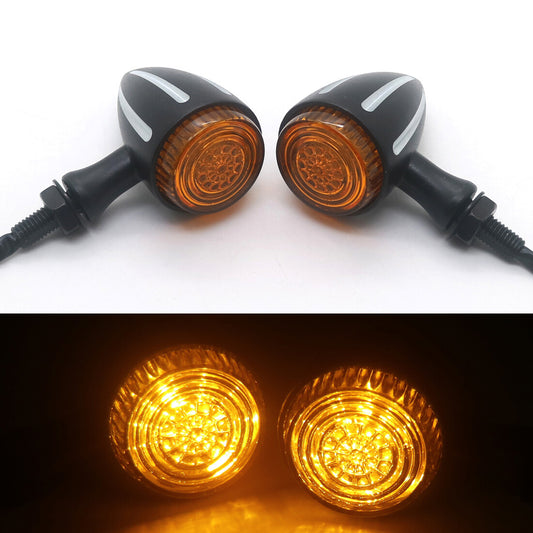 2X LED Black Amber Lens CNC Edge Cut Turn Signal Light for Harley for Honda for Yamaha Q