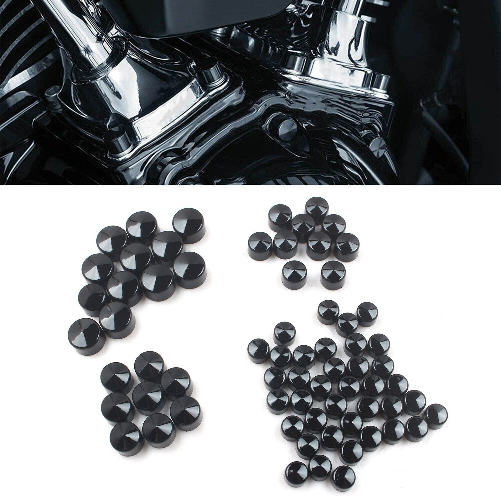 CNC Black Motor Engine Bolt Cover Caps for Harley Street Glide Road King Softail Q