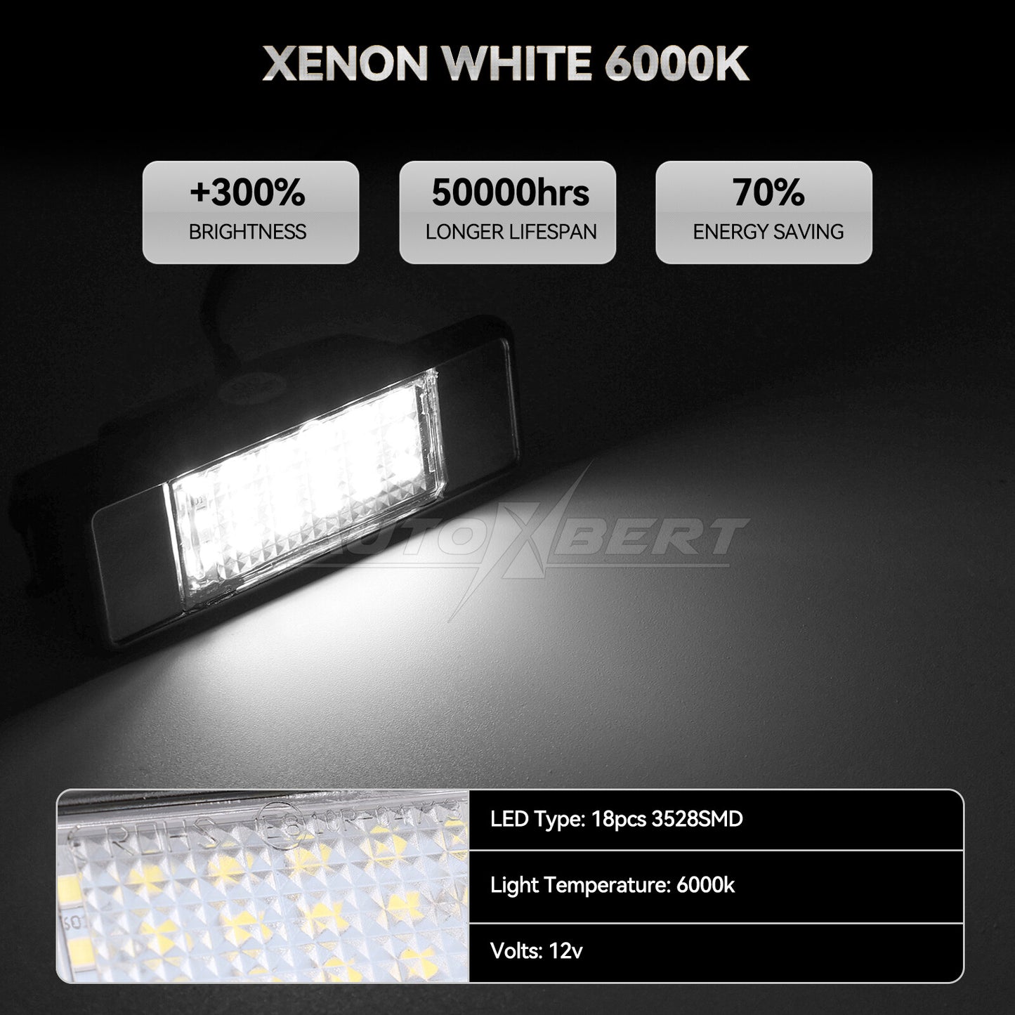 2x LED license plate light for Nissan Qashqai X-Trail license plate lighting German Q