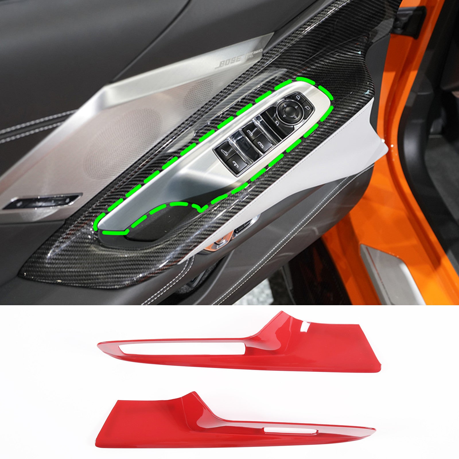 Carbon fiber A-pillar ventilation frame cover decoration for Corvette C8 2020-2024- v