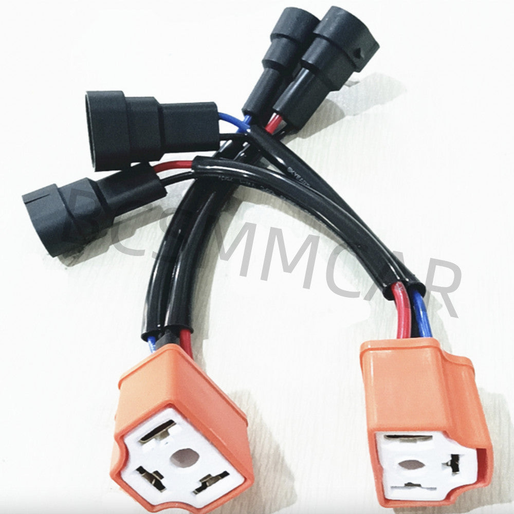 100W To H4 Headlight Bulb Conversion Harness Connector Plug Wire Adapter 2Pcs Q