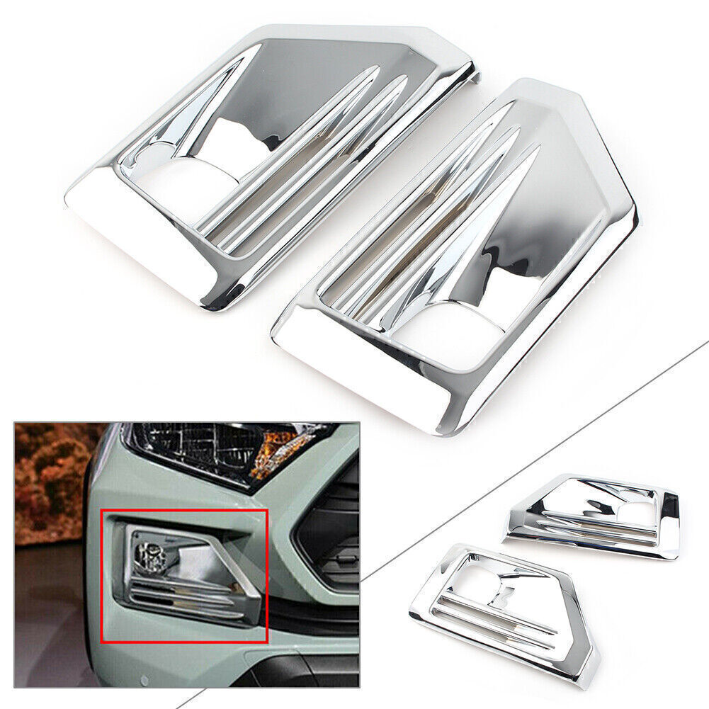Chrome Front Fog Light Cover Trim Fit for Toyota RAV4 Adventure 2019 2020 ABS