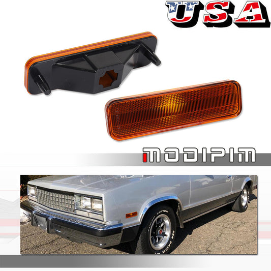 For 82-87 El Camino & Caballero Front Side Marker Reflector Amber Lens Kit - v
