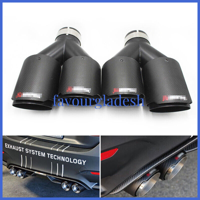 2PCS Akrapovic Real Carbon Fiber Exhaust Tip Dual Pipe ID:2.5 63mm OD:4.0101mm