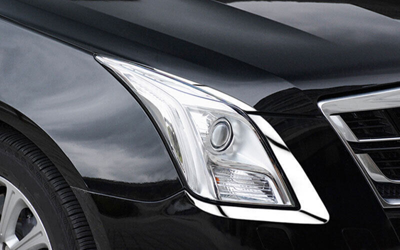 for Cadillac XTS 2013-2017 Chrome Steel Front Headlight Lamp Eyebrow Trim 4pcs