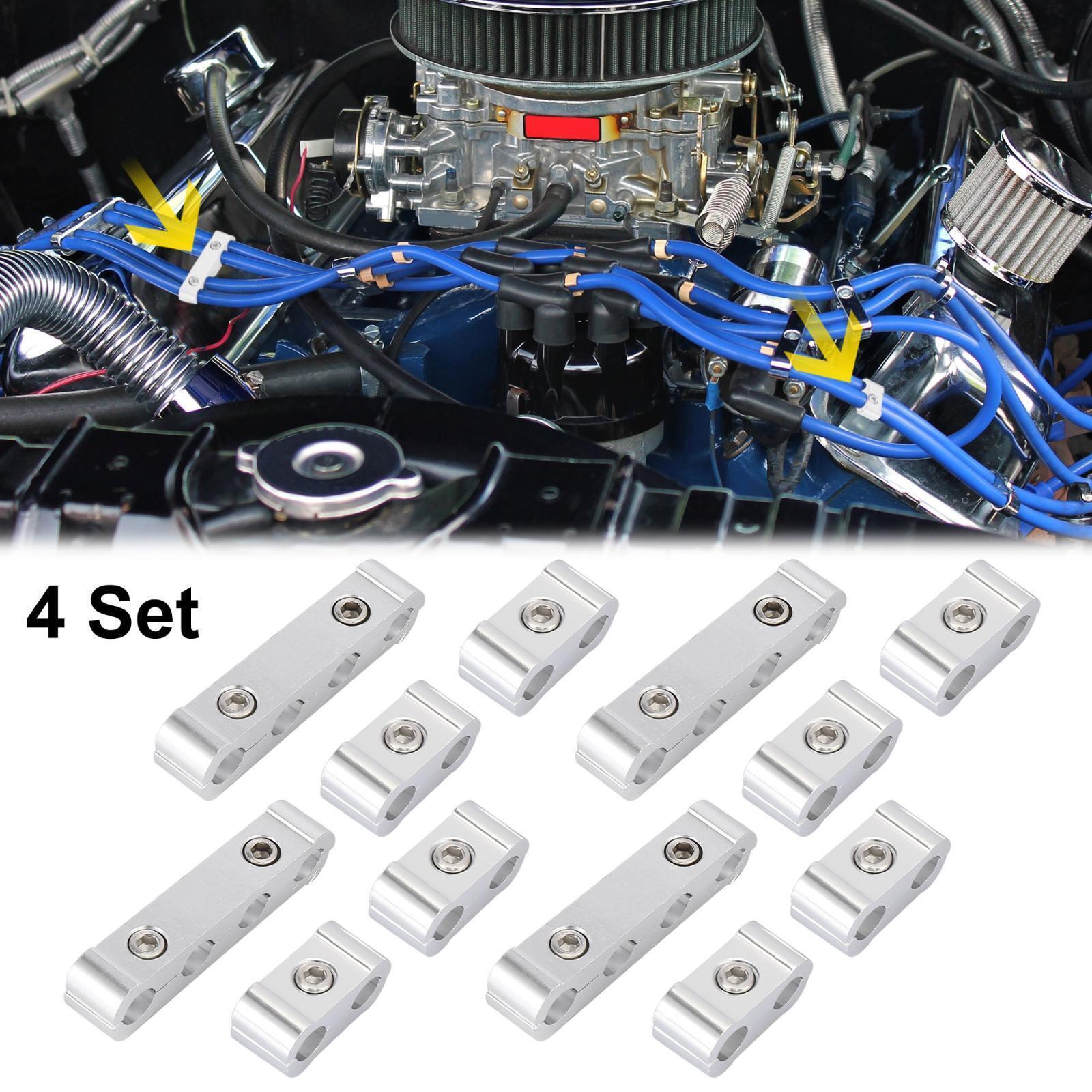 12-Piece Set of 8mm, 9mm, and 10mm Automotive Engine Spark Plug Wire Separators Loom Dividers in Silver