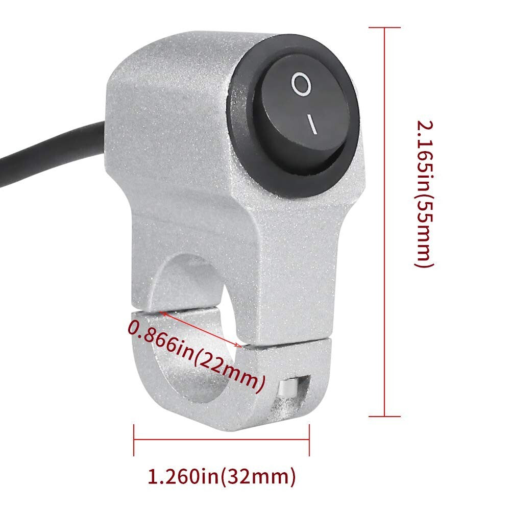 Silver12V Motorcycle Switch Handlebar 22mm Motorcycle Switch On/Off Button
