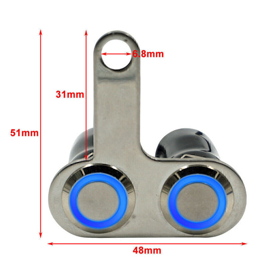 12V LED Right Switch Handlebar Adjustable Mount Waterproof Switches Blue Q