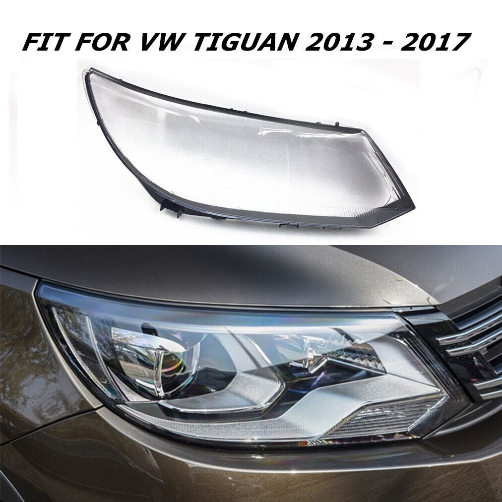 Right Side Fit for VW for Tiguan 13-17 Headlamp Lampshade Headlight Lens Transparent