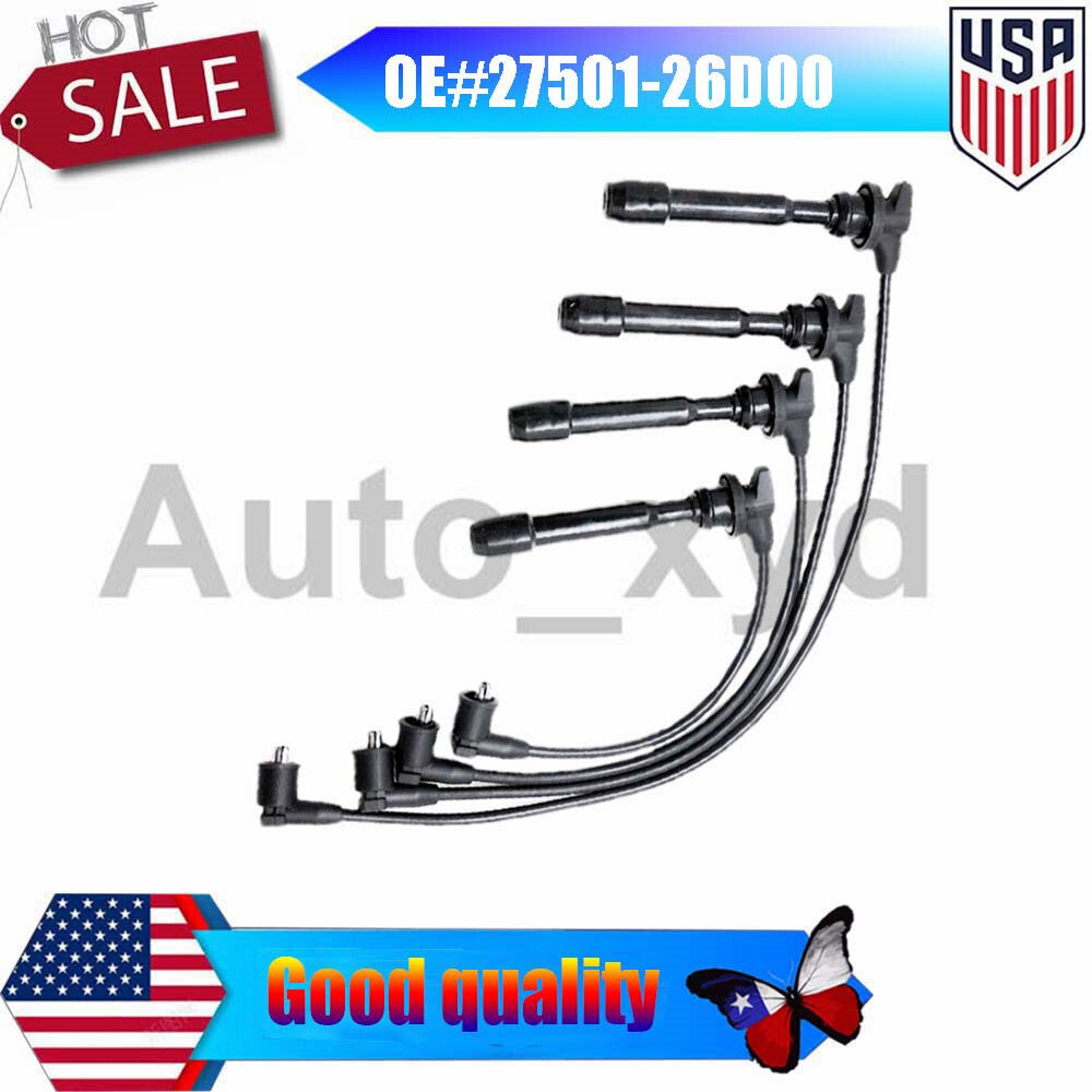 4x Ignition Spark Plug Wire 27501-26D00 for Hyundai 95-05 96 97 98 ACCENT 01-06 Q