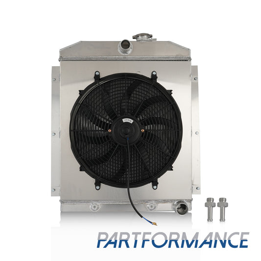 4-Row Alu Radiator Cover Fan for 1947-1954 for Chevrolet 3100 3600 3800 3900 Pickup Units