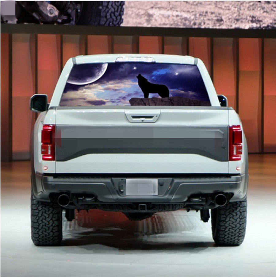 Rear Window Graphic Tint Decal Sticker Wolf Pattern Waterproof For Truck Suv Car