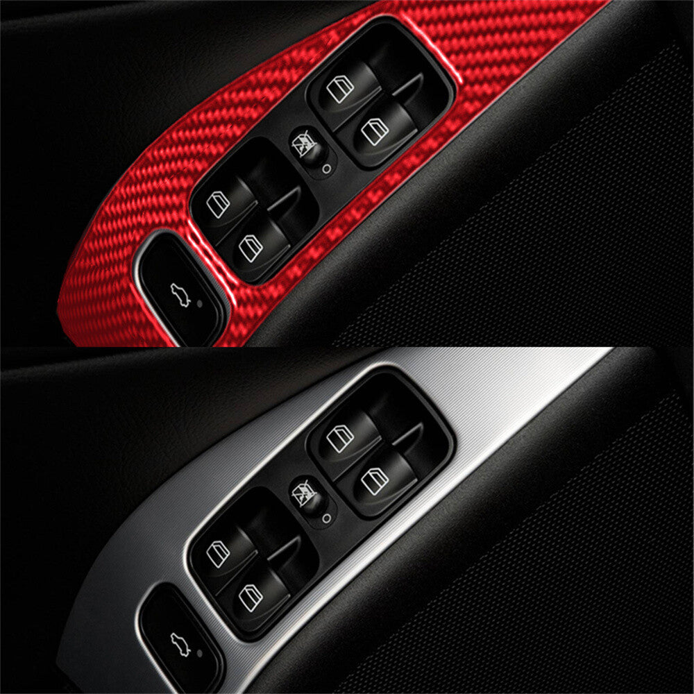 Red Carbon Fiber Window Lift Switch Cover for Mercedes-Benz C Class W203 2005-07