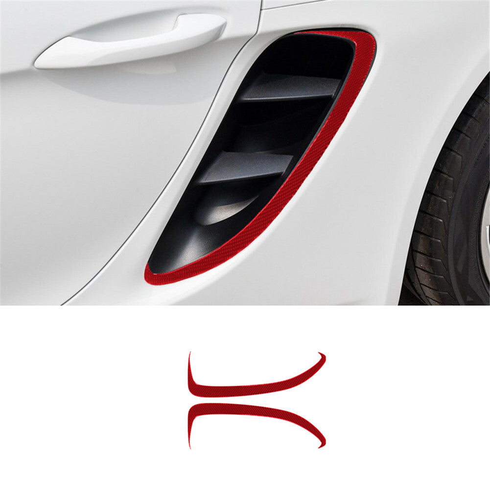 2x Red Carbon Fiber Air Intake Hole Sticker Cover Trim for Porsche 718 2016-2022