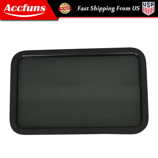 RV entrance, doors and windows, black trailer campervan with stained glass - n