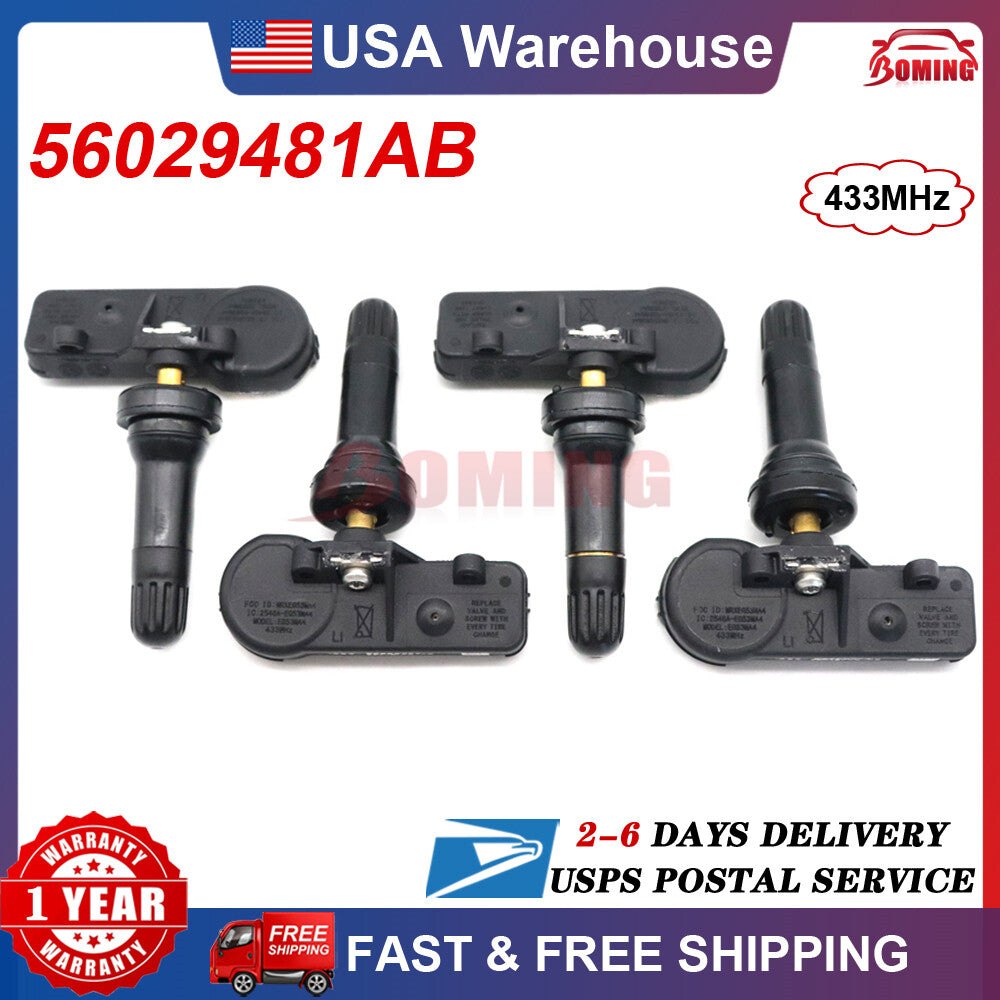 4PCS 56029481AB Tire Pressure Sensor Monitoring TPMS 433MHz for Dodge for Ram for Jeep