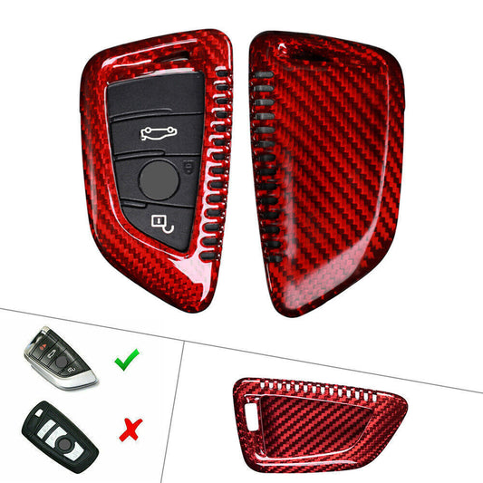 Remote Car Key Shell Cover Carbon Fiber Fit for BMW X1 F48 X5 F15 X6 F165 F45 Red