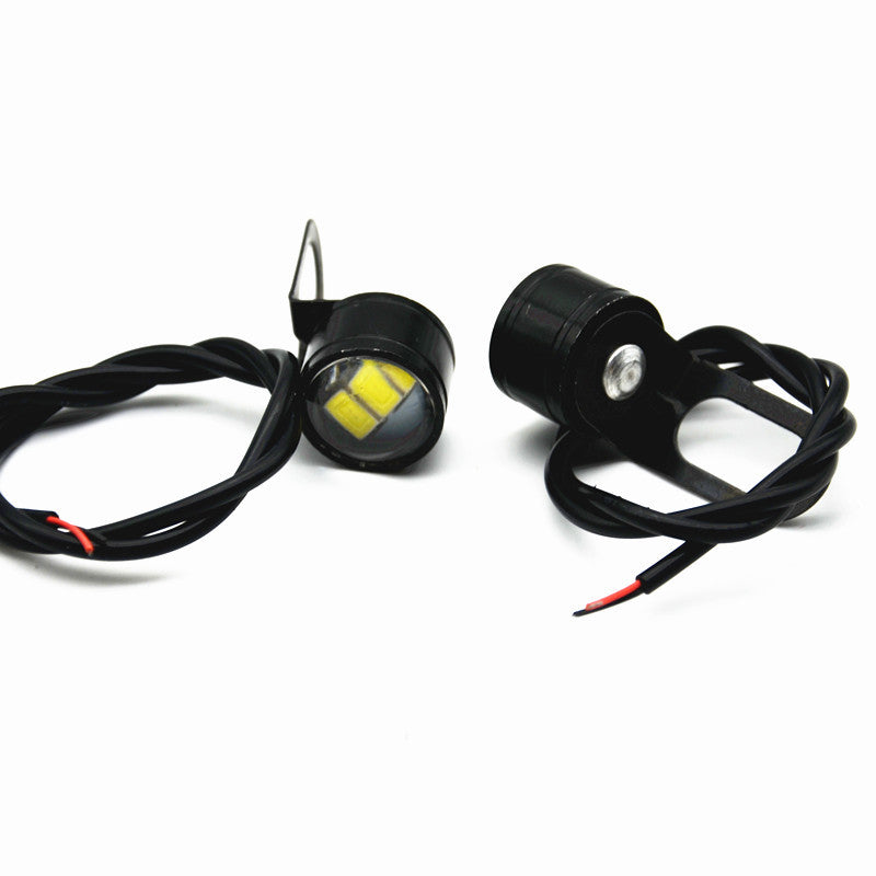 2 Pcs White Waterproof LED Motorcycles Mirror Handlebar Rearmirror DRL Headlight