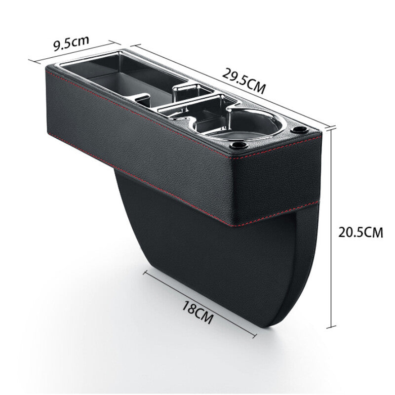 Car driver's for seat gap storage box, cup holder, dual USB ports - n