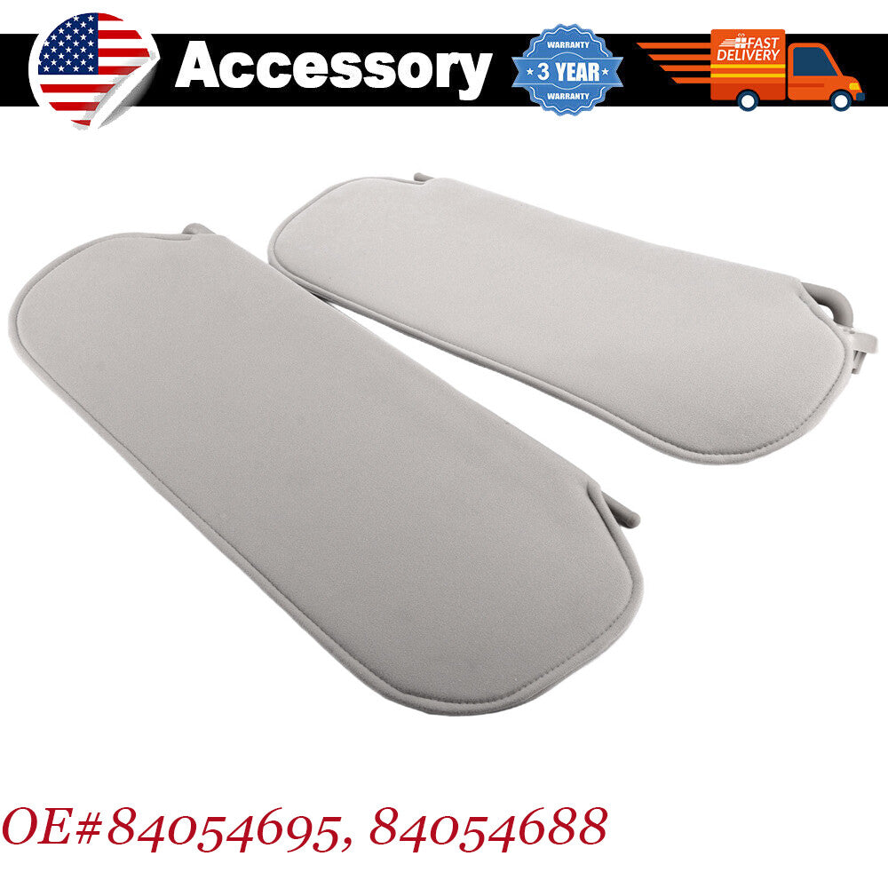A pair of grey left and right sun visors with lights for a 2014 for Chevrolet Express for GMC Savana 1500.