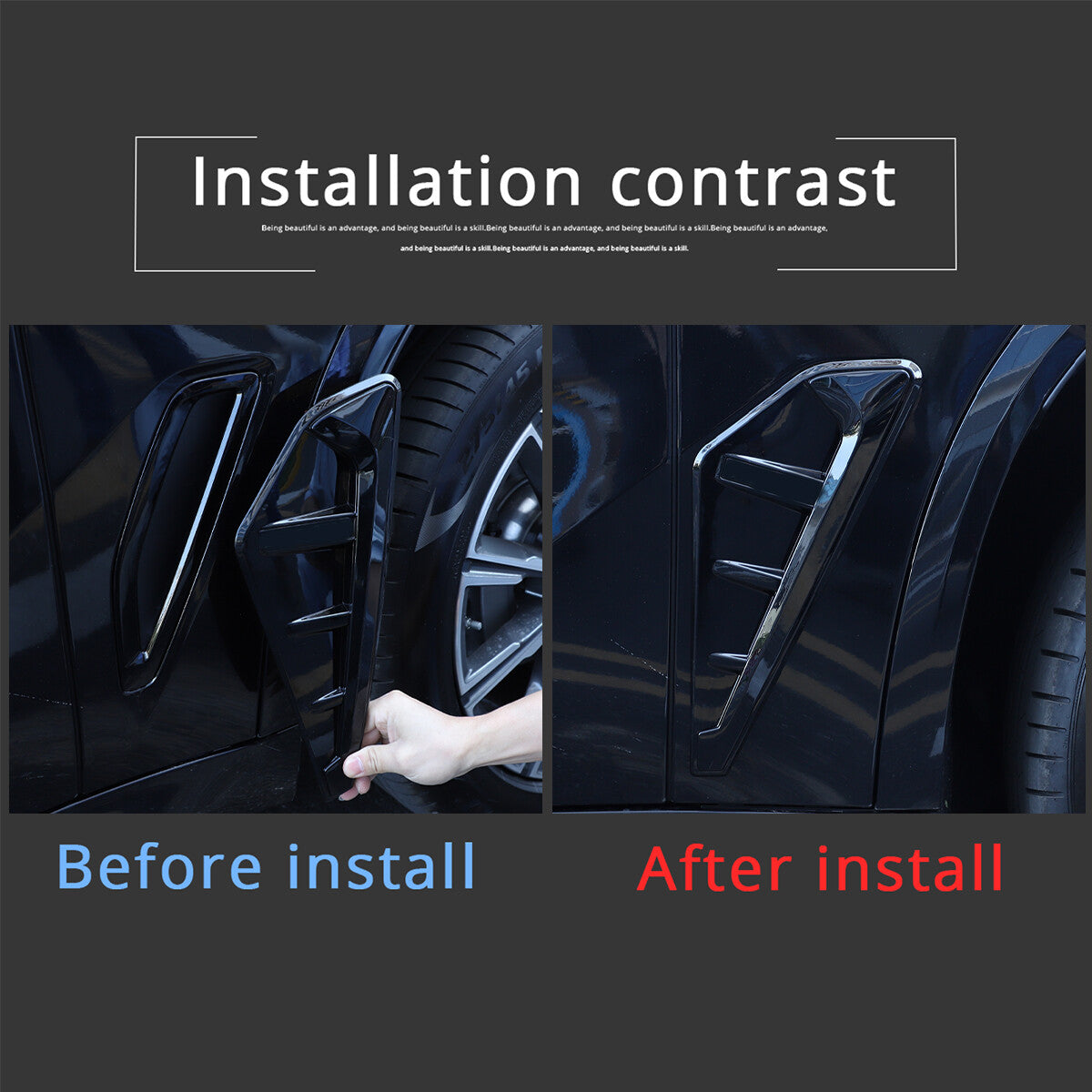 Smooth Black Side Fender Vent Covers for BMW X5 G05 2019-2022 2 Pieces