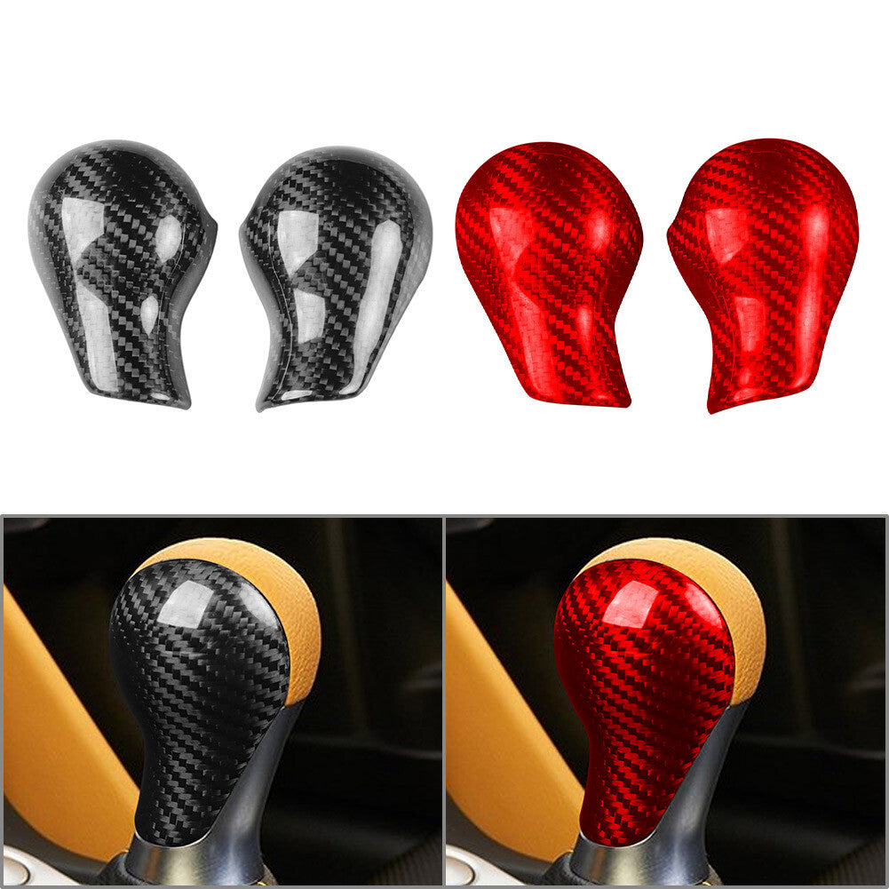 2Pcs Carbon Fiber Interior Gear Gear Shift Knob Cover Trim for Nissan 370Z Q