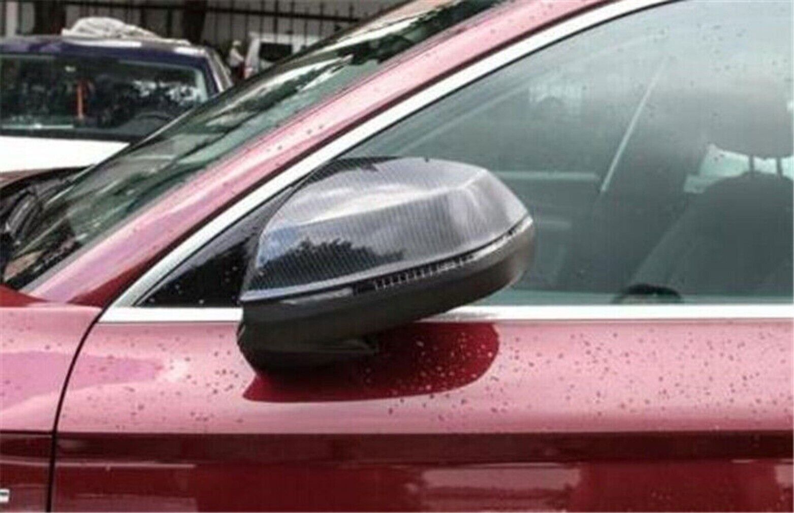 2P Carbon Fiber Look Door Rear View Side Mirror Trim Cover for Audi Q5 2018-2024