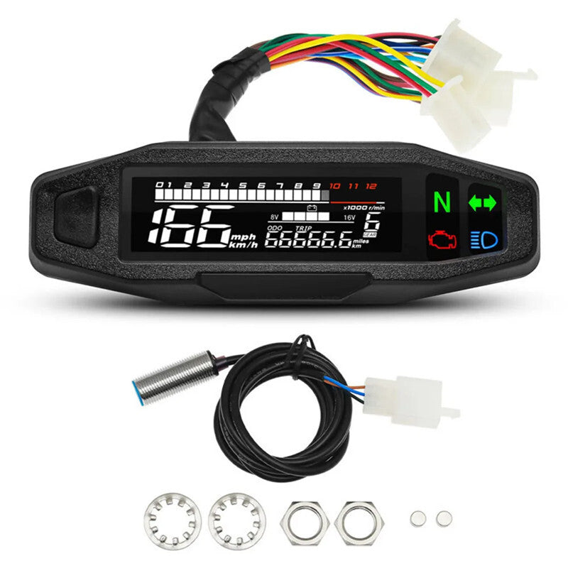 for Mini Motorcycle Speedometer Digital Speed Meter LED Tachometer Dashboard Display
