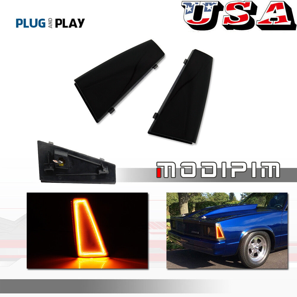 For 80-81 for El Camino and Malibu Smoked Amber Front Side Marker Lights - v