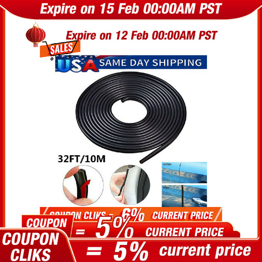 32ft U Shape Rubber Seal Car Door Edge Guard Molding Trim Protectors Strip Blac!