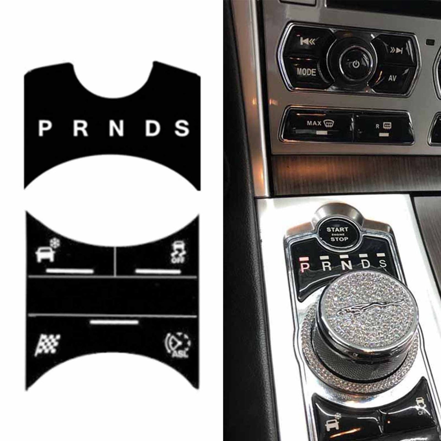 7PCS Alloy Central Control Gear Button Decoration Sticker for Jaguar XF 12-15 AT