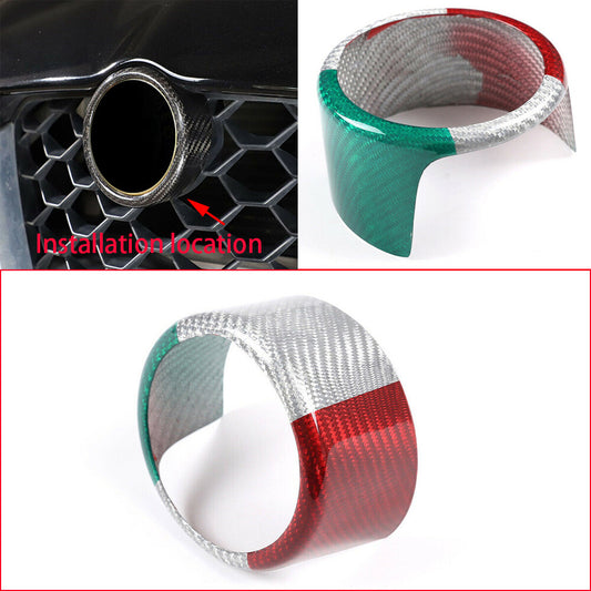 Carbon Fiber Front Car Logo Decorative Ring Cover for Alfa Romeo for Stelvio 17-20