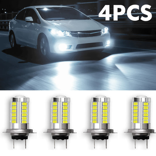 4-Piece H7 Super Bright LED Headlight Bulb Conversion Kit, High and Low Beams 6000K, White - n