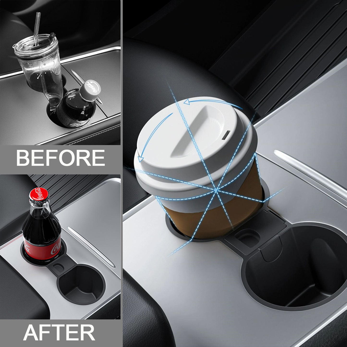 for Tesla Model 3 Y 2021-2023 Storage Box Car Water Cup Holder Limiter Non-Slip Q
