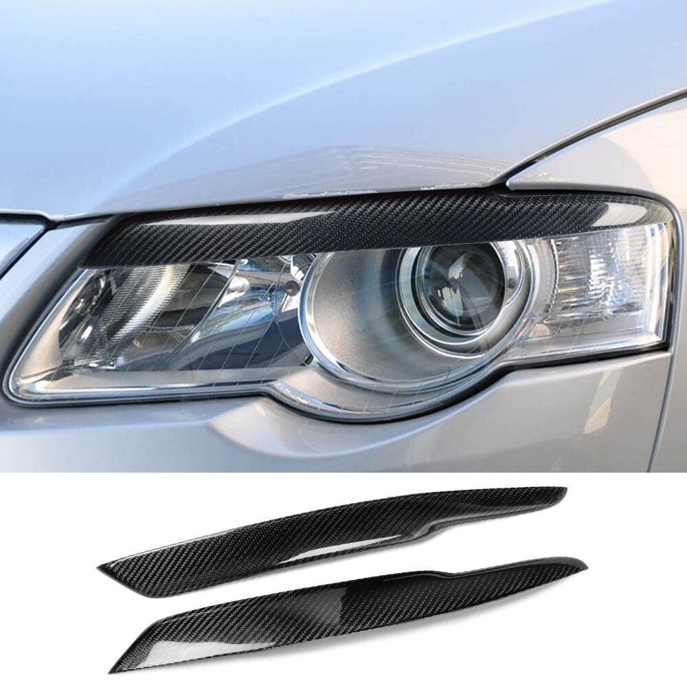 2¡ÁReal Carbon Fiber Headlight Eyelids Eyebrow Trim for VW for Passat B6 3C 2005-2010