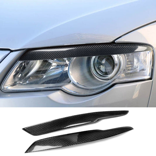 2¡ÁReal Carbon Fiber Headlight Eyelids Eyebrow Trim for VW for Passat B6 3C 2005-2010