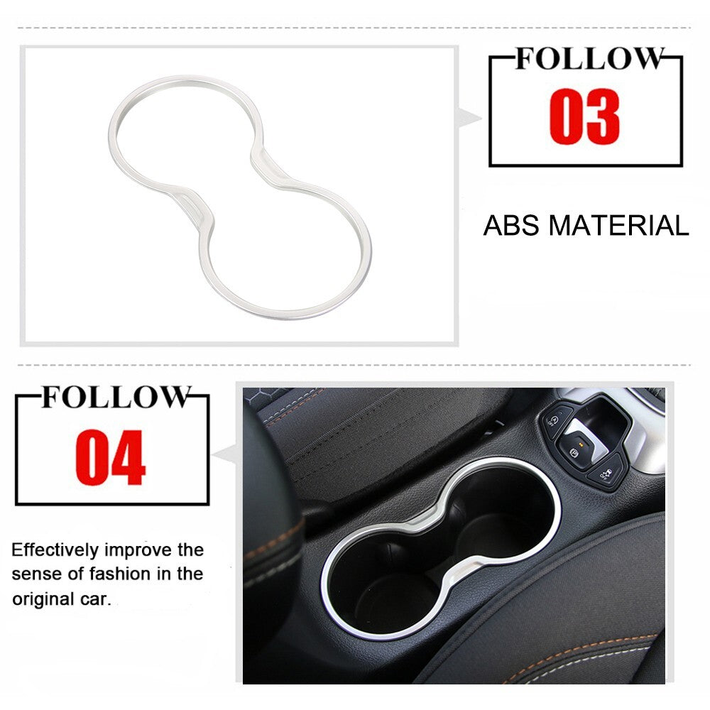 Silver ABS Front Water Cup Holder Frame Cover Trim for Jeep Compass 2017-2020