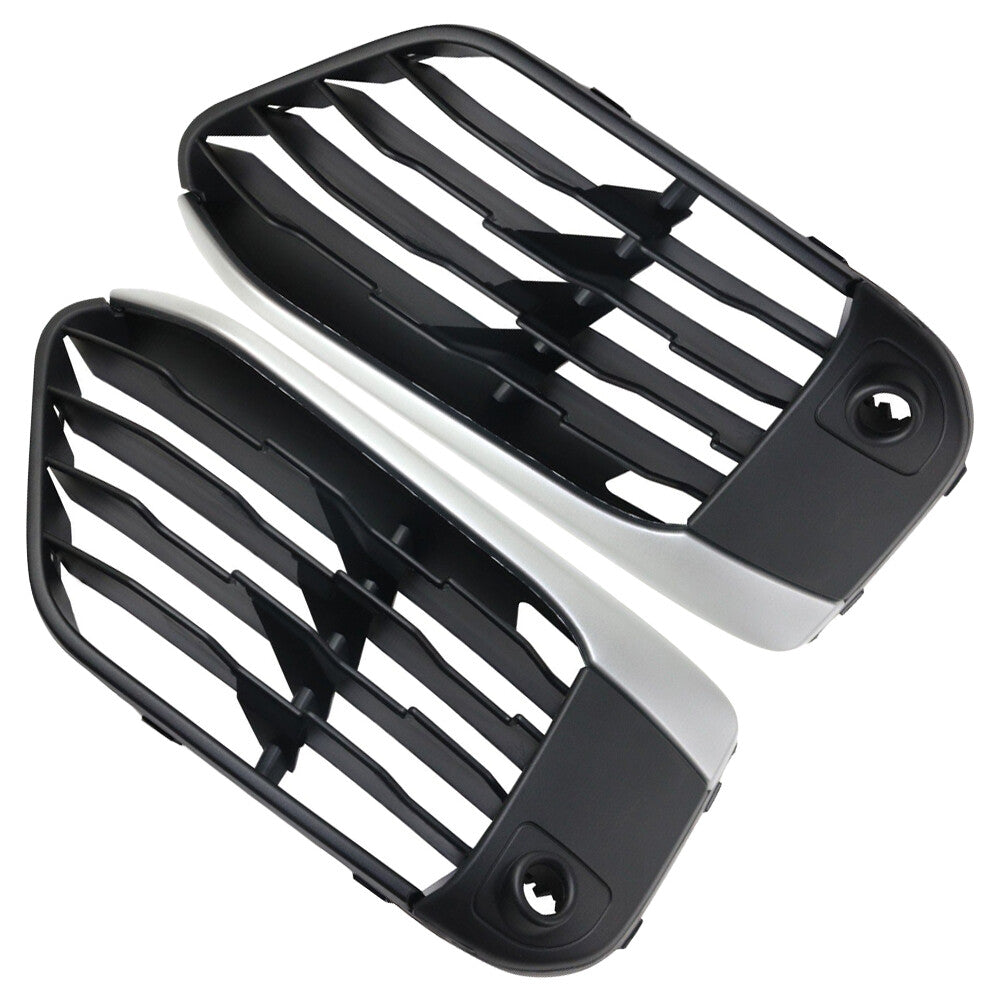 2Pcs Front Bumper Cover Grille Left+Right Black Replacement For F48 X1 2016-2019