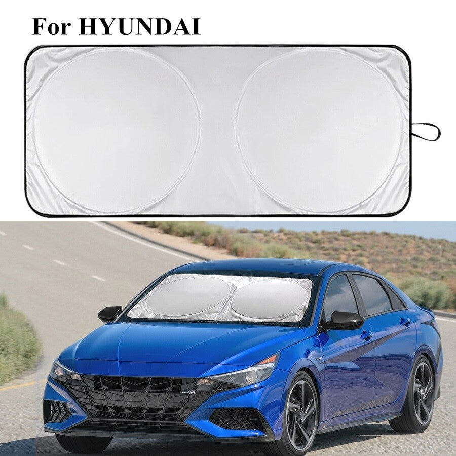 Foldable UV-blocking sunshade for large automotive windshields from for HYUNDAI . n