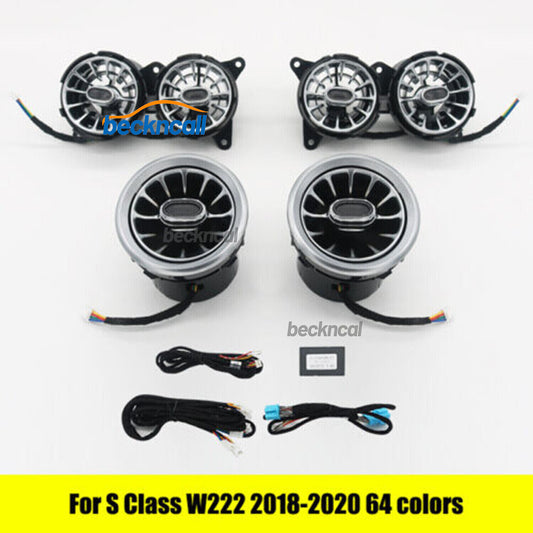 64 Colors Front Air Vent LED Ambient Light for Mercedes-Benz S W222 2018-2020