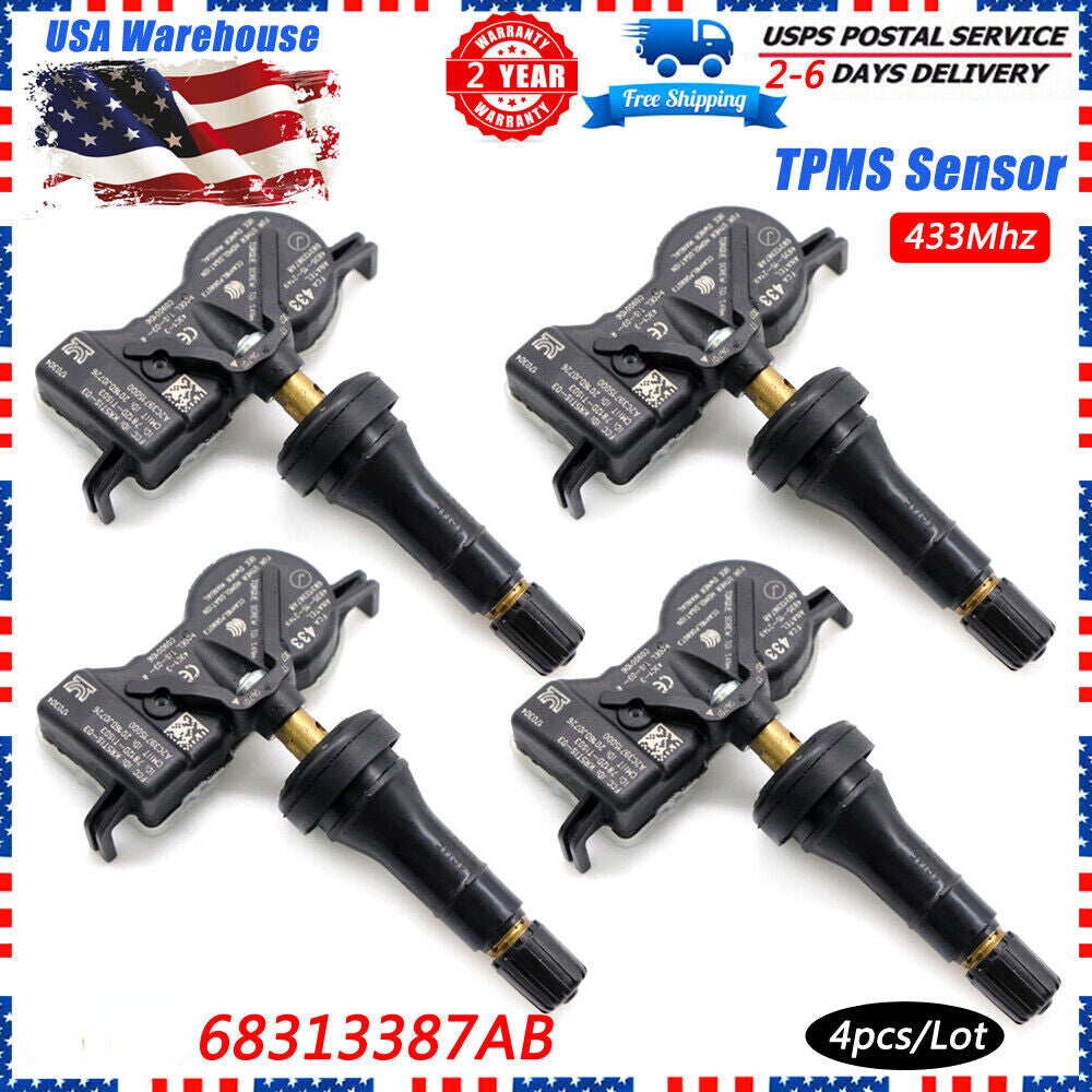 4-piece 68313387AB Tire Pressure Sensor (TPMS) for Jeep Renegade and for Dodge for Chrysler . v