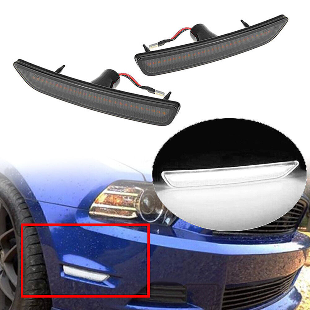 2x LED Front Side Marker Lights for Ford for Mustang 2010-2014 2013 2012 2011 White