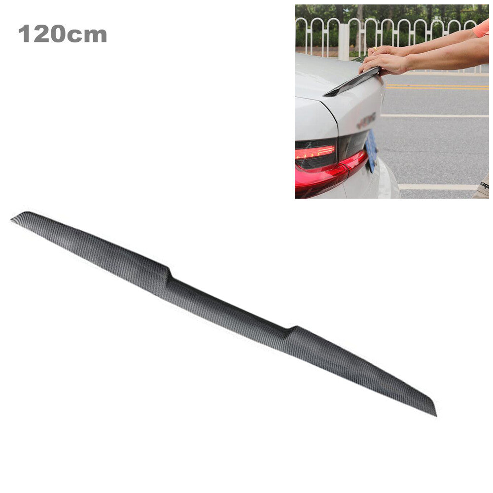 120cm carbon fiber pattern car rear roof trunk boiler wing lip sticker rubber - n