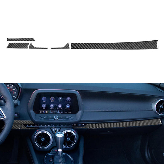 5Pcs Nevigation Lower Panel Trim Strip Carbon Fiber for Chevy Camaro 2016-2018