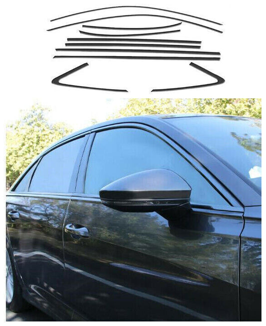 for Audi A3 S3 2015-20 Black Steel Window Strip Sill Molding Cover Trim Set 10x