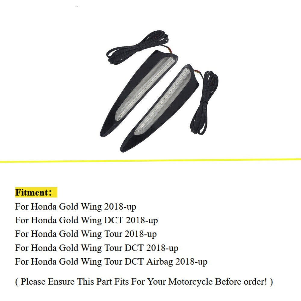 LED headlight vent trim for running on for Honda Goldwing GL1800 2018-Up in Black. n